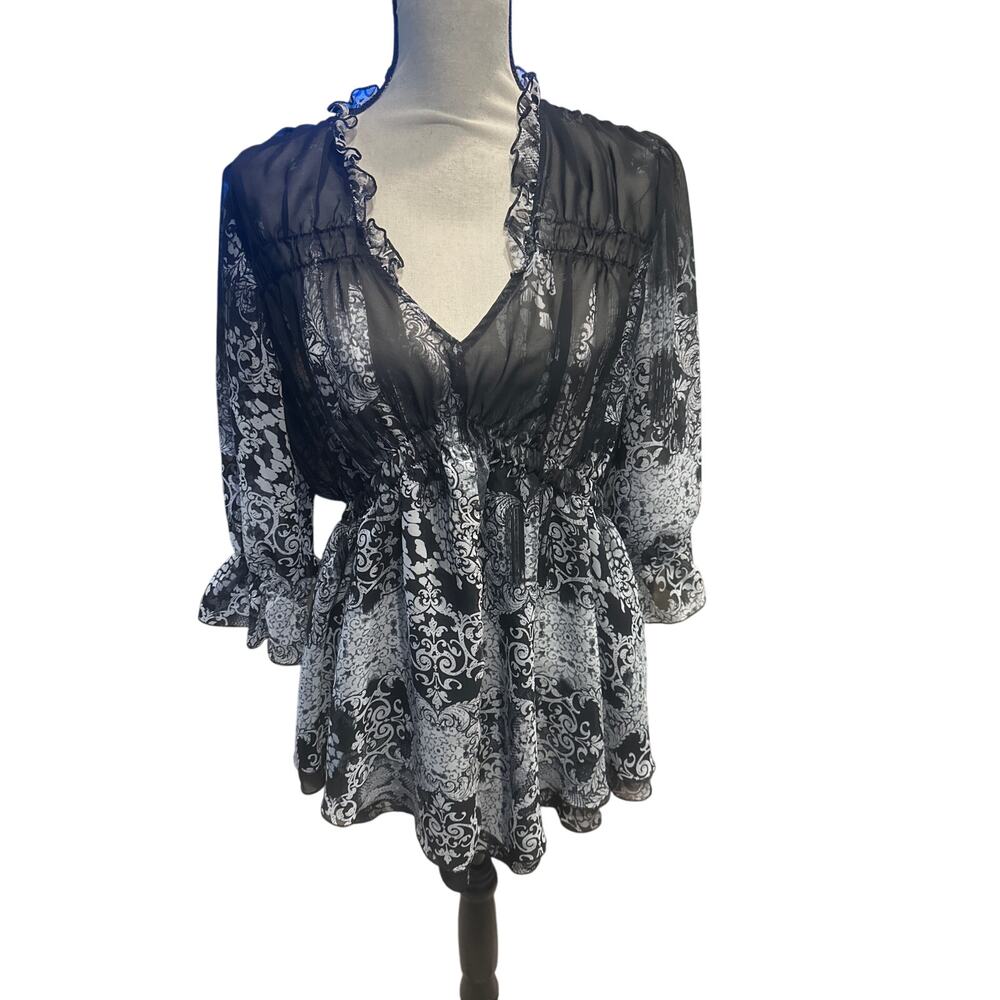 Women’s Christopher & Banks Sheer Layered Top. Size Large Coquette Cottagecore